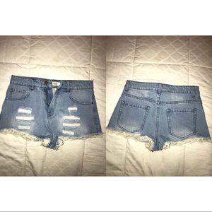 NWOT Forever 21 Jean High Waisted Shorts w/Lace
